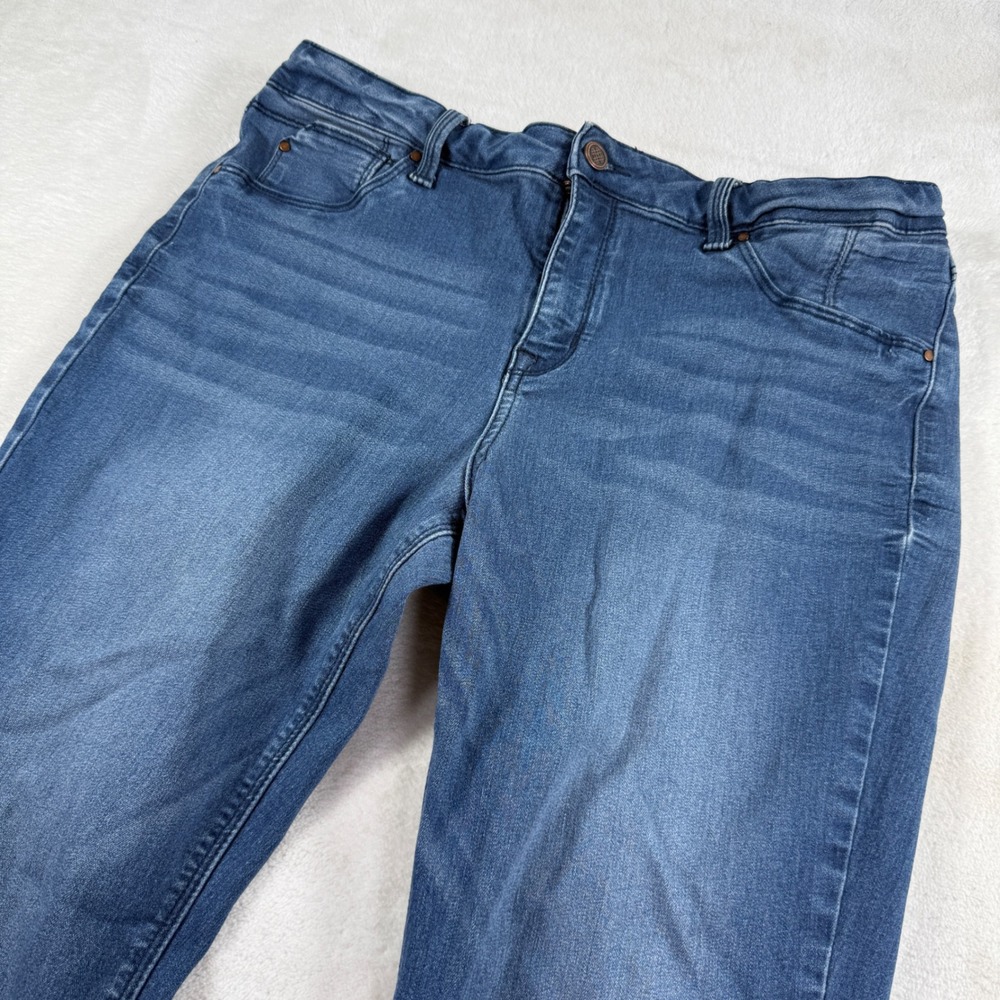 Laurie Felt Silky Ankle Skinny Jeans Blue Vital Stretch Womens Large L Med Wash